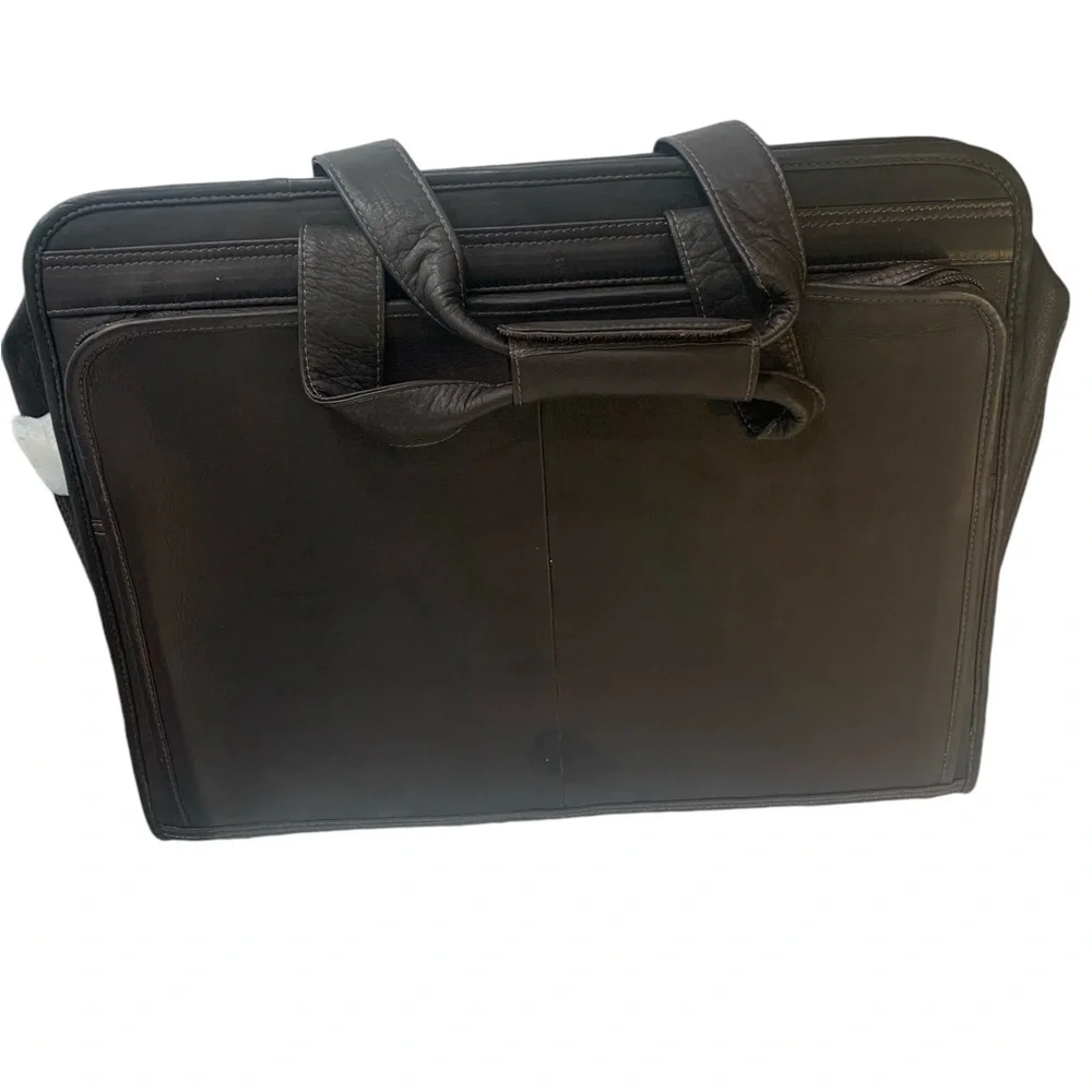 Piel Leather Briefcase  Dark Brown